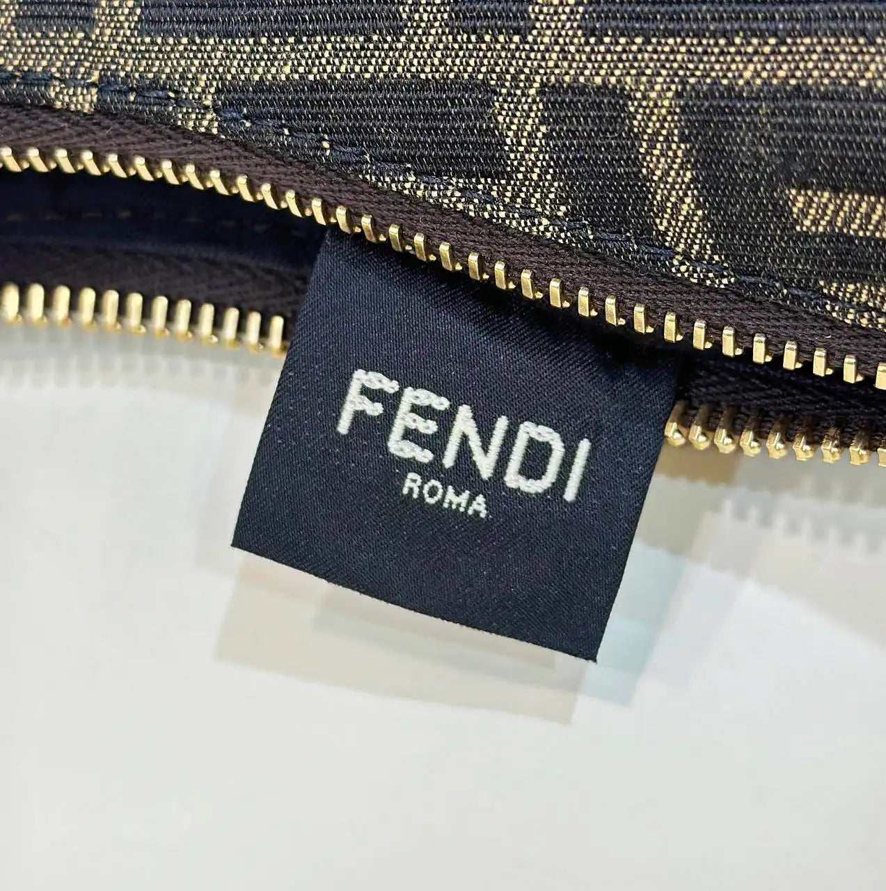 Fendi 7AS089 Nano Fendigraphy Bronw FF Canvas Charm 80056S