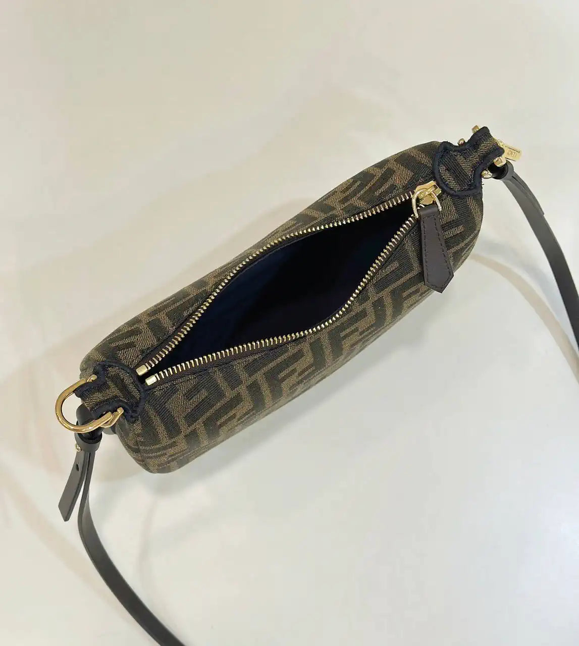 Fendi 7AS089 Nano Fendigraphy Bronw FF Canvas Charm 80056S