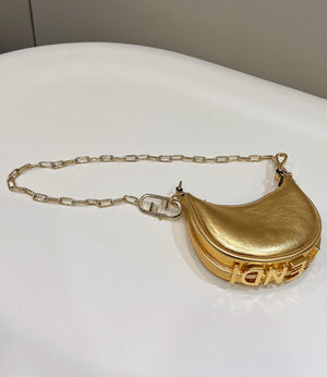 Fendi 7AS089 Nano Fendigraphy Gold leather Charm 80056S - Default Title - View 2