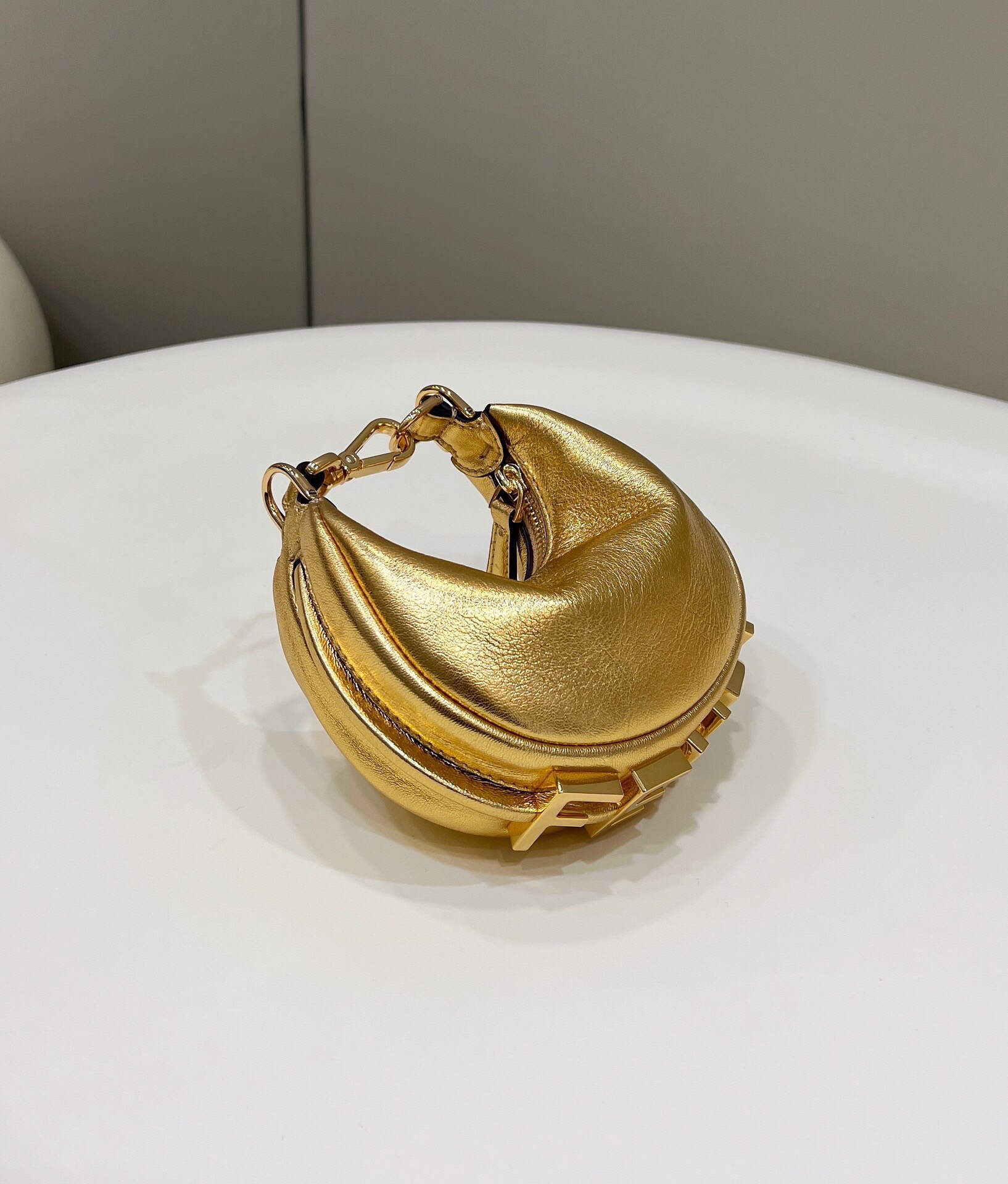 Fendi 7AS089 Nano Fendigraphy Gold leather Charm 80056S - Default Title - View 4