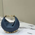 Fendi 7AS089 Nano Fendigraphy Gray Blue Leather Charm 80056S - Default Title - View 1