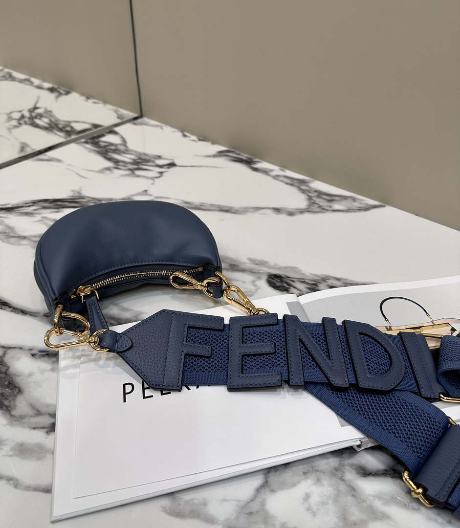 Fendi 7AS089 Nano Fendigraphy Gray Blue Leather Charm 80056S