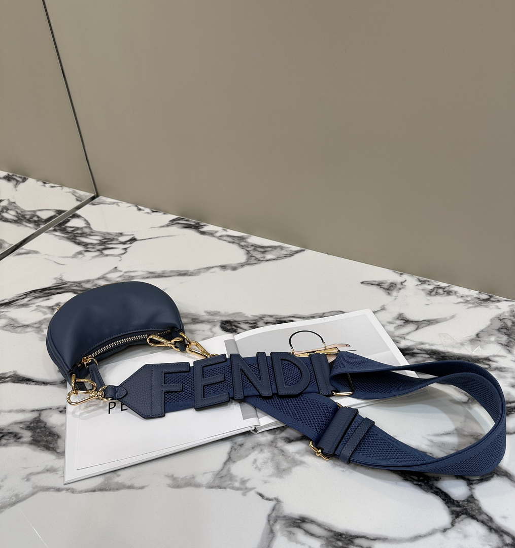 Fendi 7AS089 Nano Fendigraphy Gray Blue Leather Charm 80056S