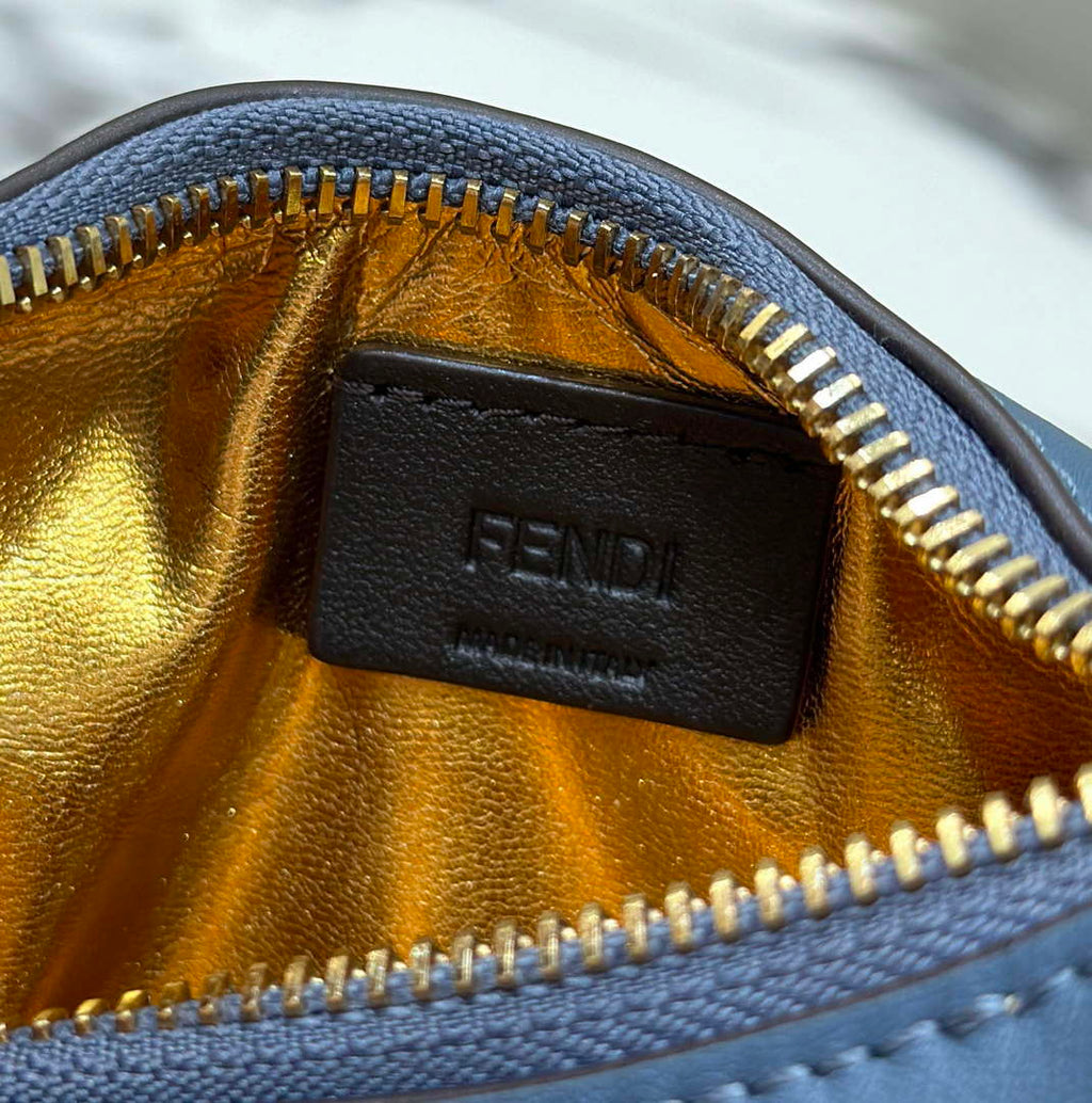 Fendi 7AS089 Nano Fendigraphy Gray Blue Leather Charm 80056S