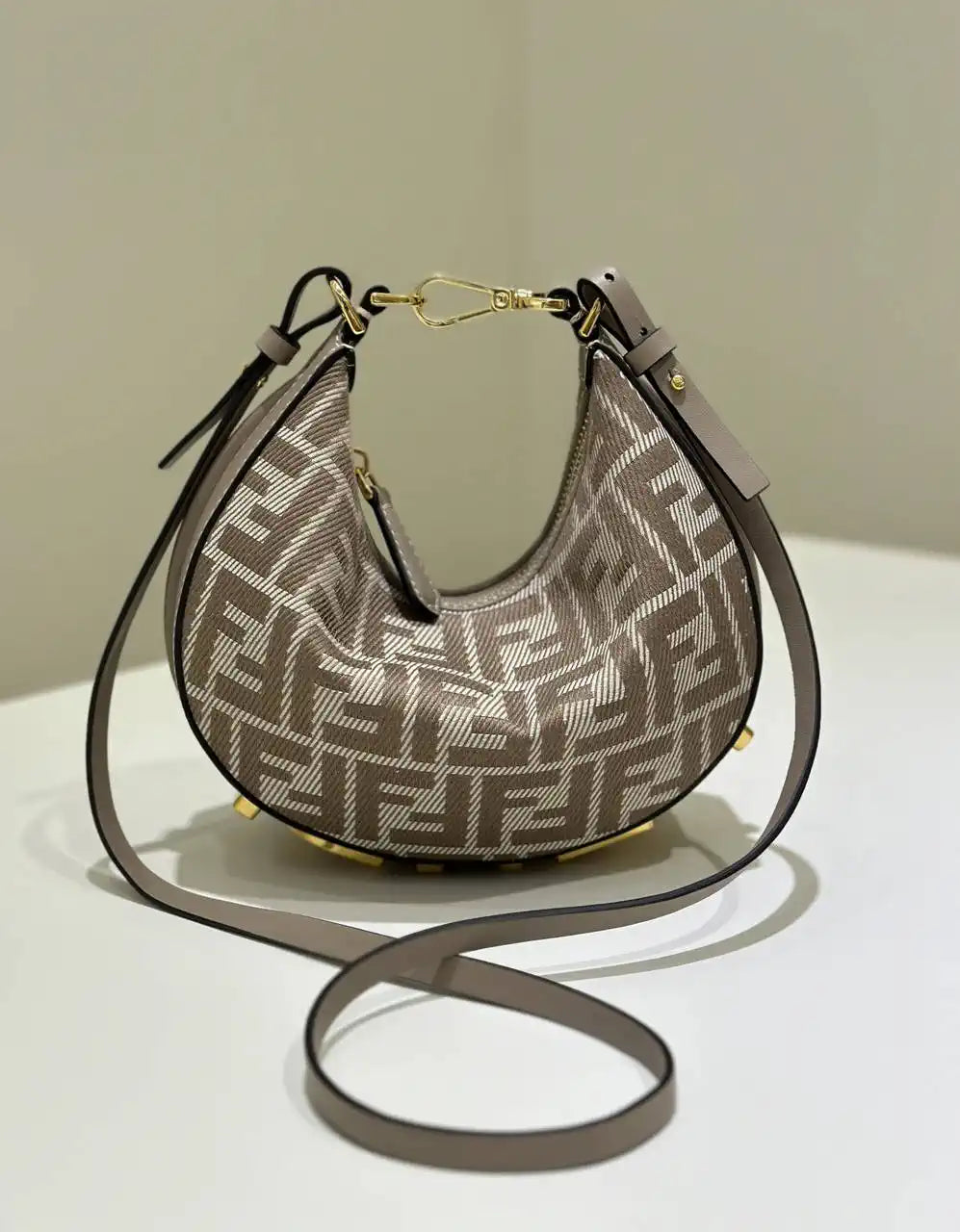 Fendi 7AS089 Nano Fendigraphy Gray Leather Charm 80056S