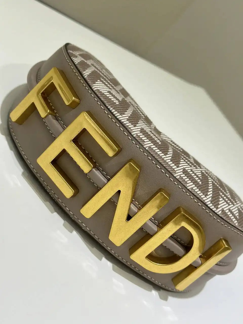 Fendi 7AS089 Nano Fendigraphy Gray Leather Charm 80056S