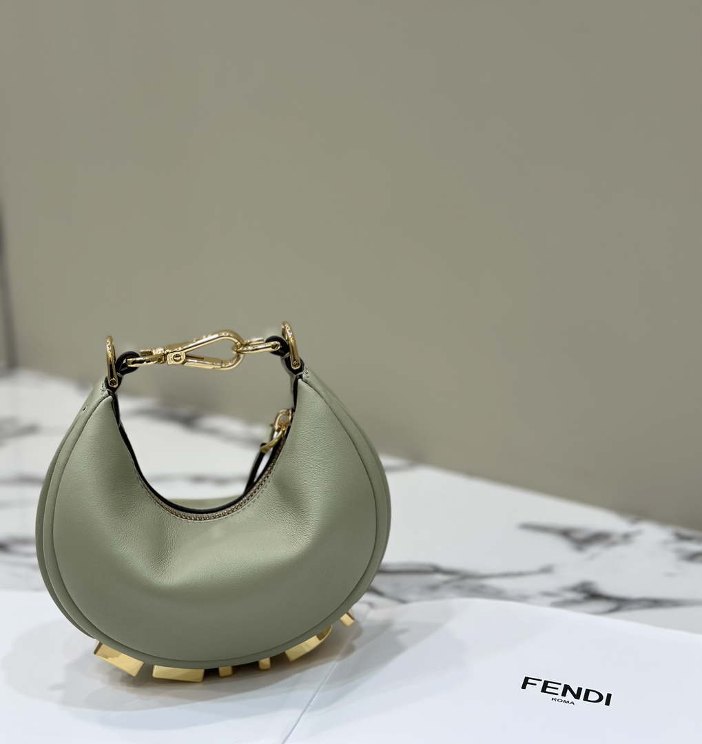 Fendi 7AS089 Nano Fendigraphy Green Leather Charm 80056S