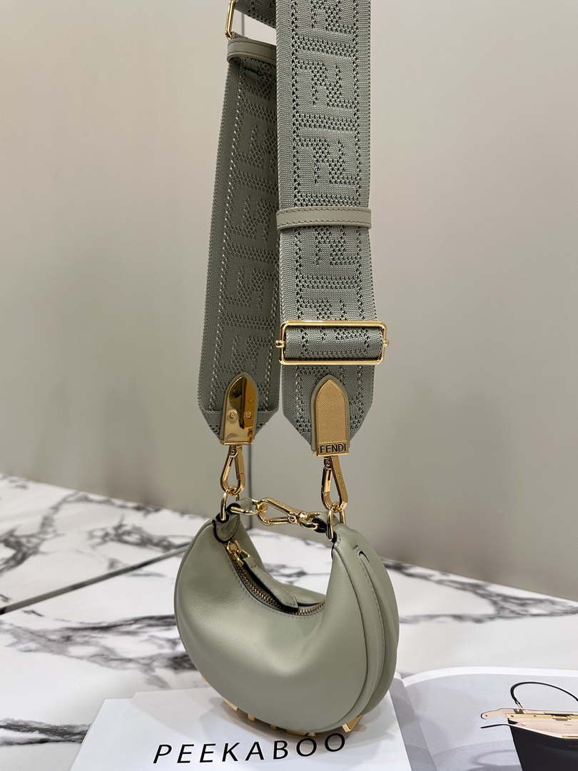 Fendi 7AS089 Nano Fendigraphy Green Leather Charm 80056S