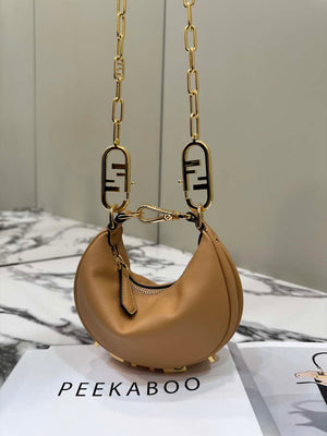 Fendi 7AS089 Nano Fendigraphy Tan Leather Charm 80056S - Default Title - View 2