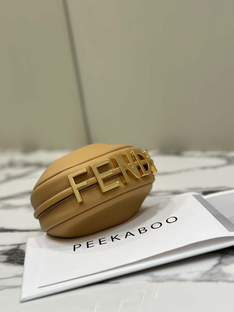 Fendi 7AS089 Nano Fendigraphy Tan Leather Charm 80056S