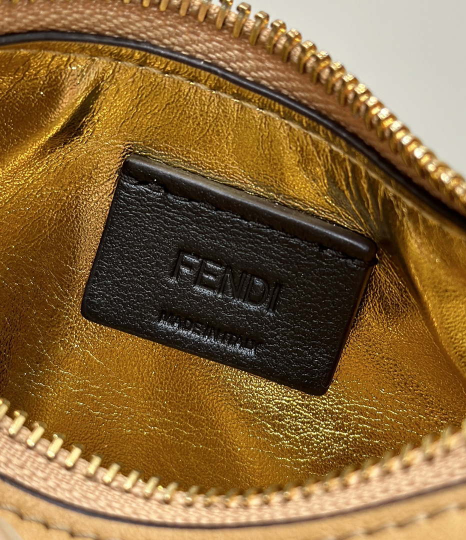Fendi 7AS089 Nano Fendigraphy Tan Leather Charm 80056S
