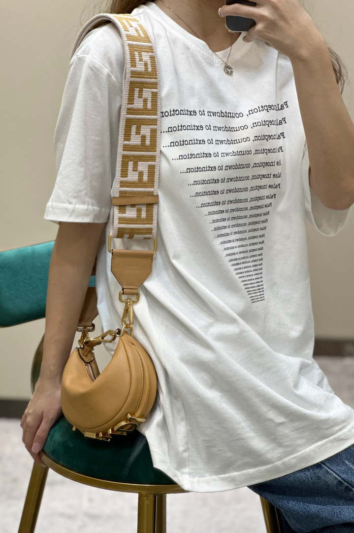 Fendi 7AS089 Nano Fendigraphy Tan Leather Charm 80056S