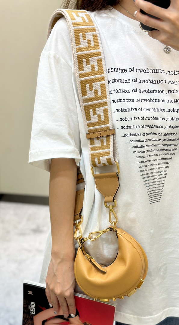 Fendi 7AS089 Nano Fendigraphy Tan Leather Charm 80056S - Default Title - View 15