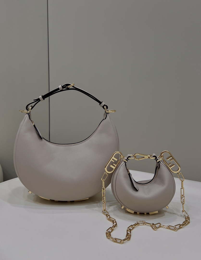 Fendi 7AS089 Nano Fendigraphy Gray Pink Leather Charm 80056S