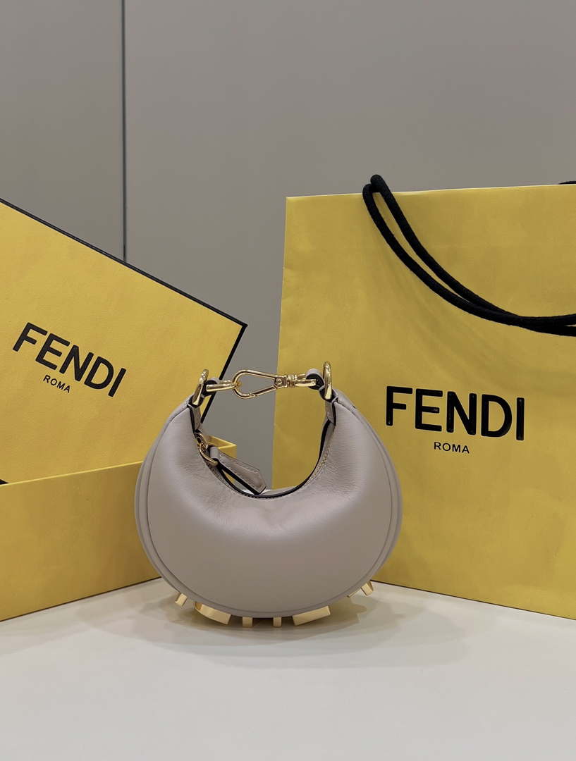 Fendi 7AS089 Nano Fendigraphy Gray Pink Leather Charm 80056S