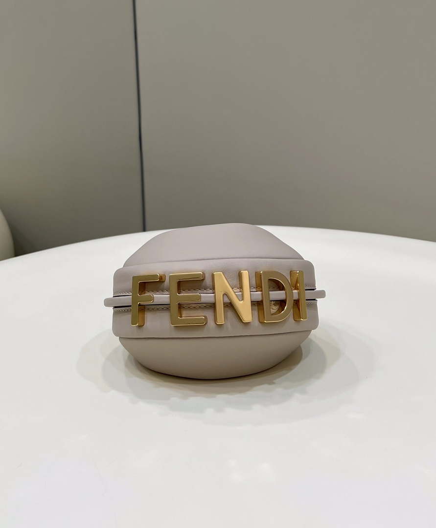 Fendi 7AS089 Nano Fendigraphy Gray Pink Leather Charm 80056S