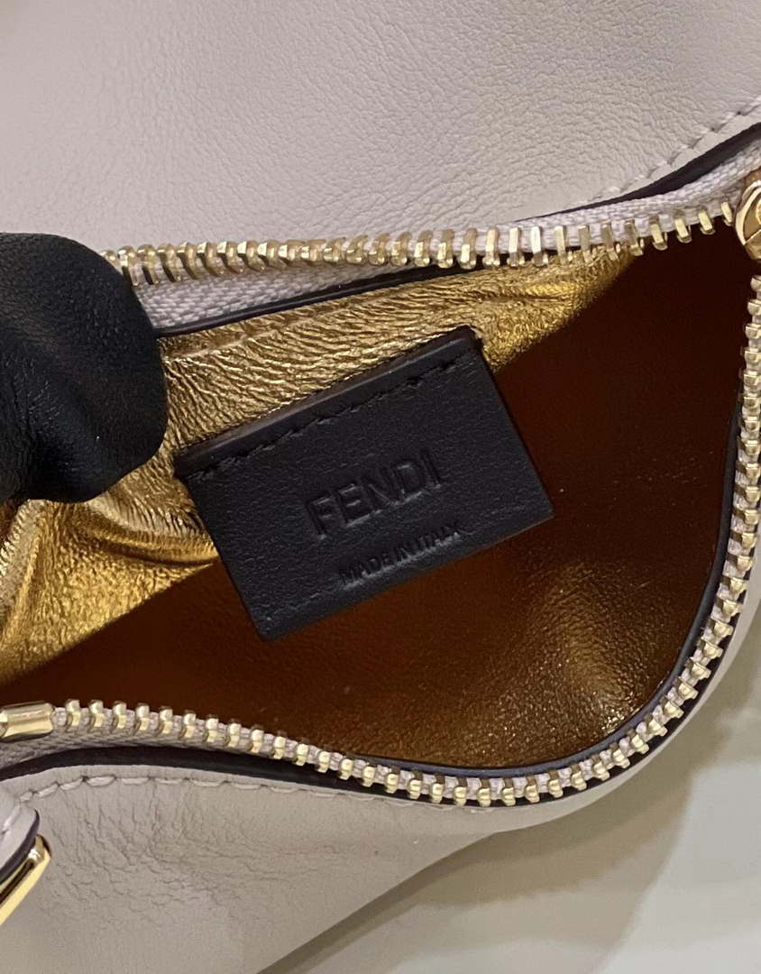 Fendi 7AS089 Nano Fendigraphy Gray Pink Leather Charm 80056S