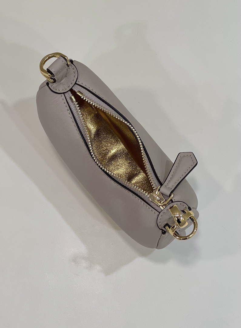 Fendi 7AS089 Nano Fendigraphy Gray Pink Leather Charm 80056S