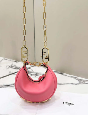Fendi 7AS089 Nano Fendigraphy Rose Pink Leather Charm 80056S - Default Title - View 1