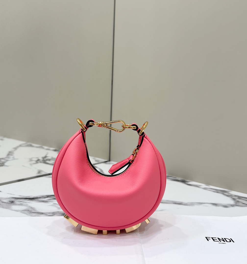 Fendi 7AS089 Nano Fendigraphy Rose Pink Leather Charm 80056S