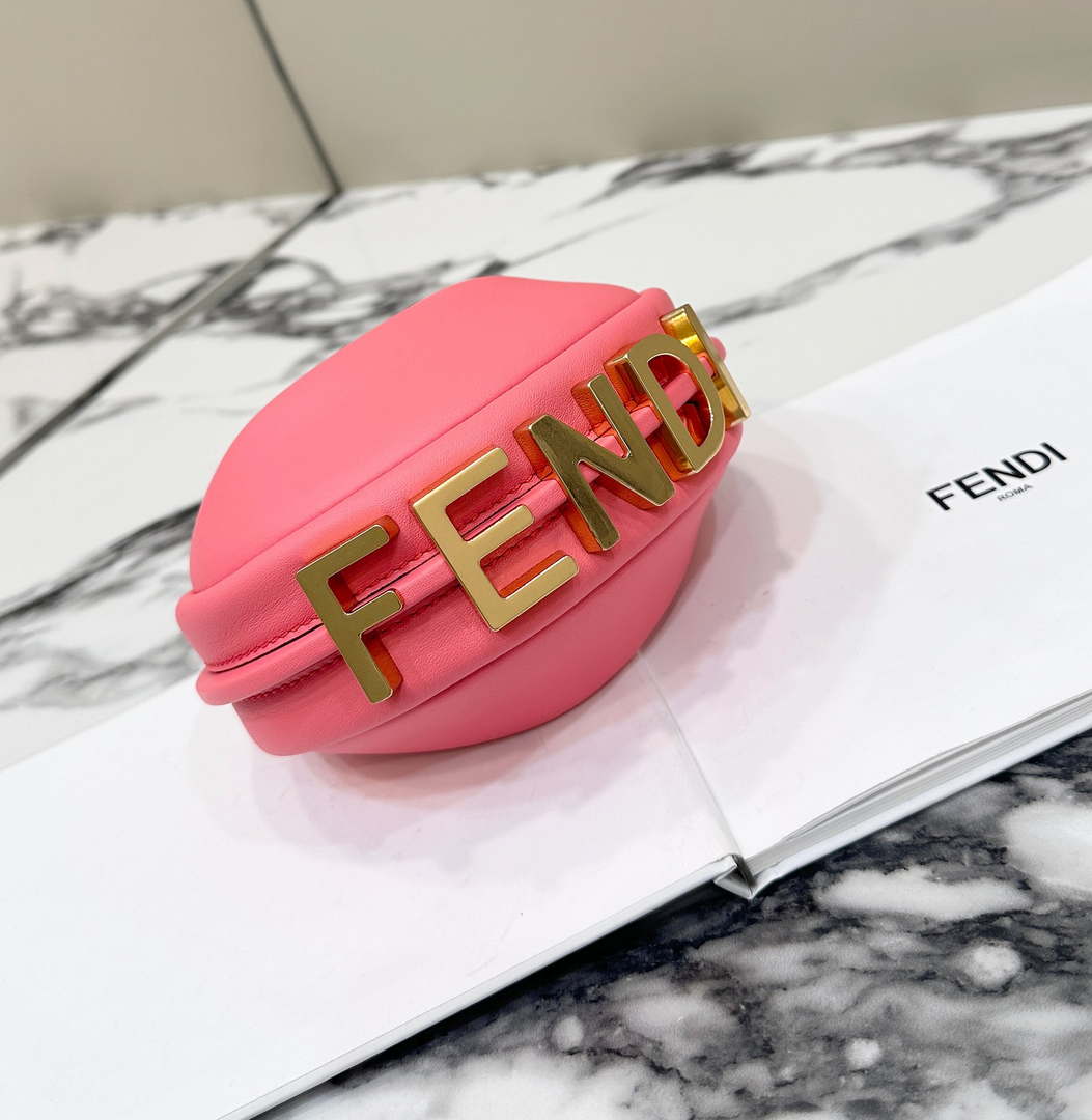 Fendi 7AS089 Nano Fendigraphy Rose Pink Leather Charm 80056S