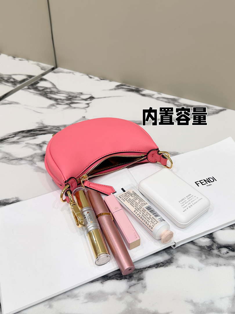 Fendi 7AS089 Nano Fendigraphy Rose Pink Leather Charm 80056S
