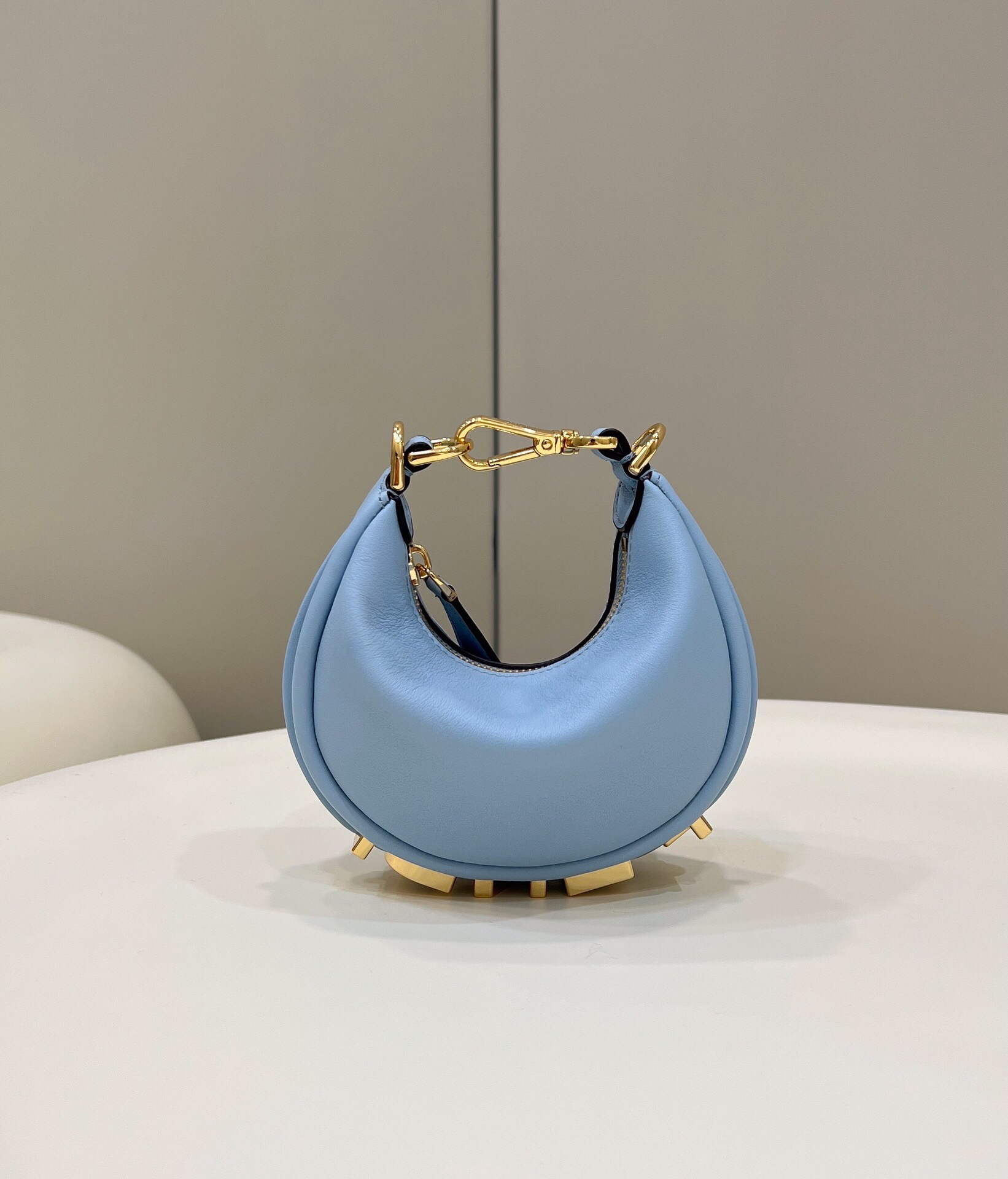 Fendi 7AS089 Nano Fendigraphy Light blue leather Charm 80056S