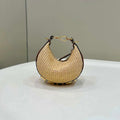 Fendi 7AS089 Nano Fendigraphy Natural Raffia and Brown leather bag 80145s - Default Title - View 1