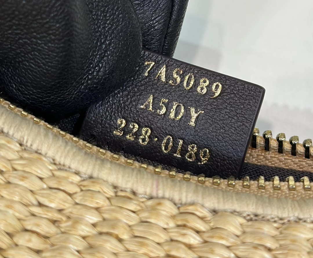 Fendi 7AS089 Nano Fendigraphy Natural Raffia and Brown leather bag 80145s
