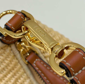 Fendi 7AS089 Nano Fendigraphy Natural Raffia and Brown leather bag 80145s - Default Title - View 7