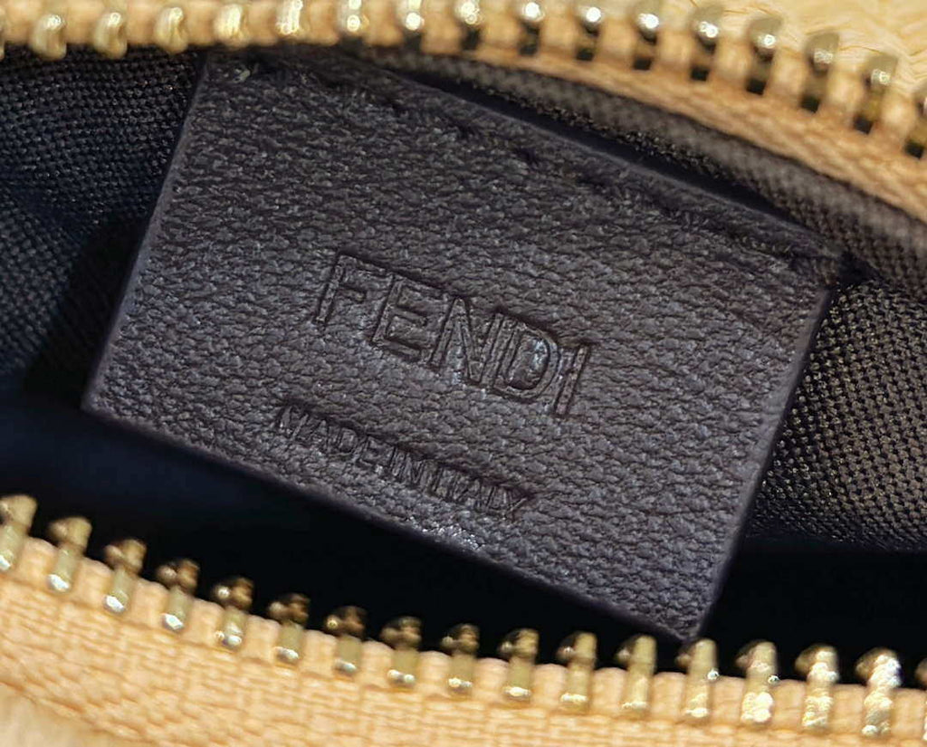 Fendi 7AS089 Nano Fendigraphy Natural Raffia and Brown leather bag 80145s