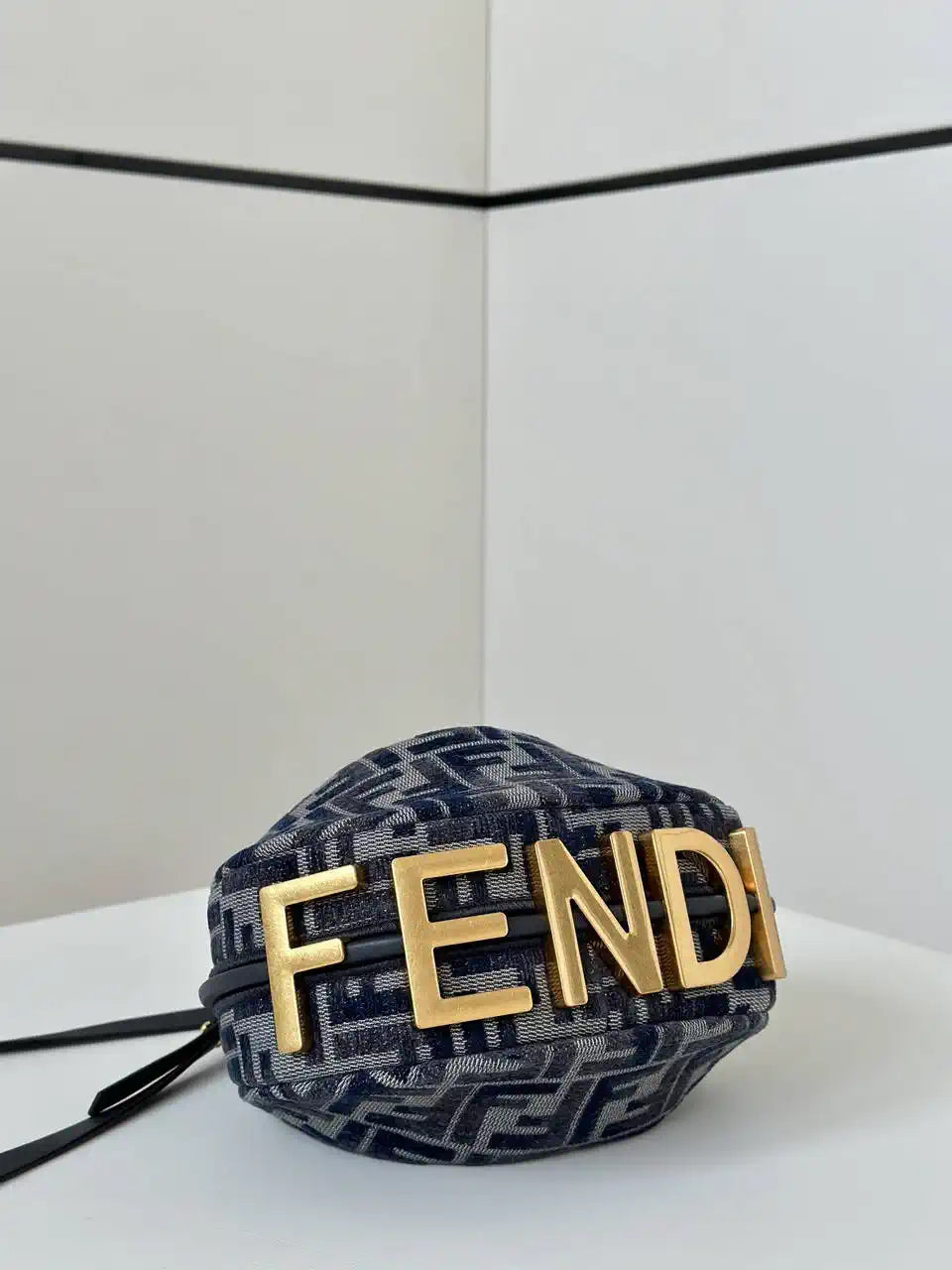 Fendi 7AS089 Nano Fendigraphy Navy Blue leather Charm 80056S