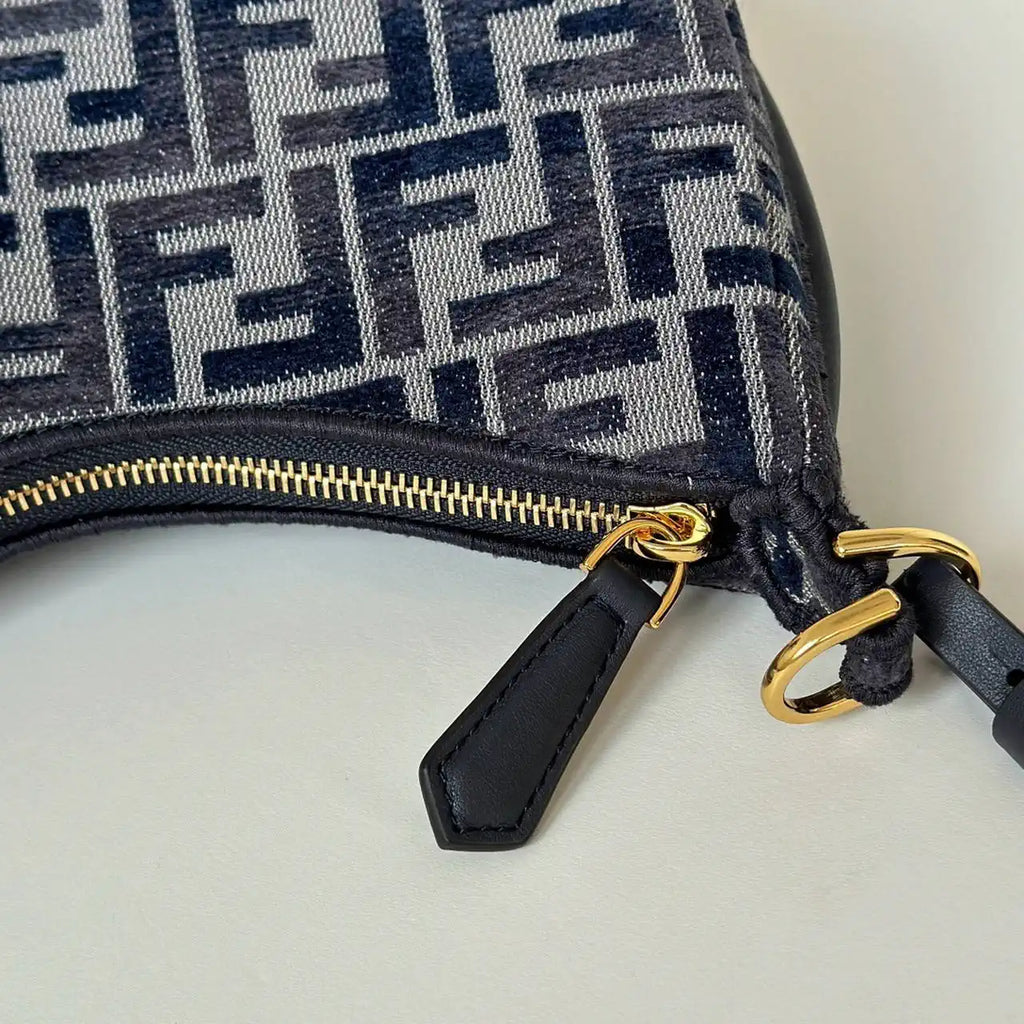 Fendi 7AS089 Nano Fendigraphy Navy Blue leather Charm 80056S