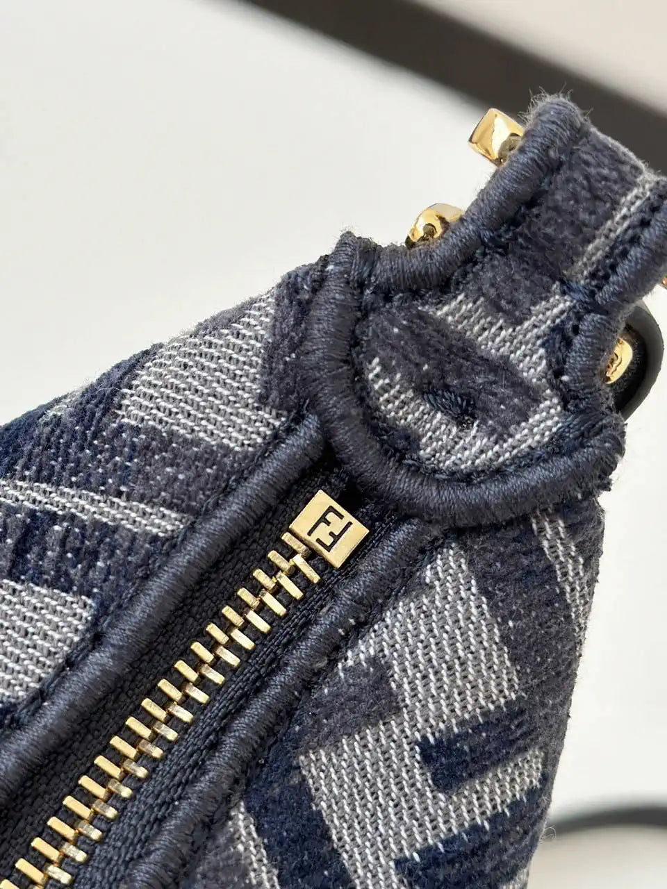 Fendi 7AS089 Nano Fendigraphy Navy Blue leather Charm 80056S