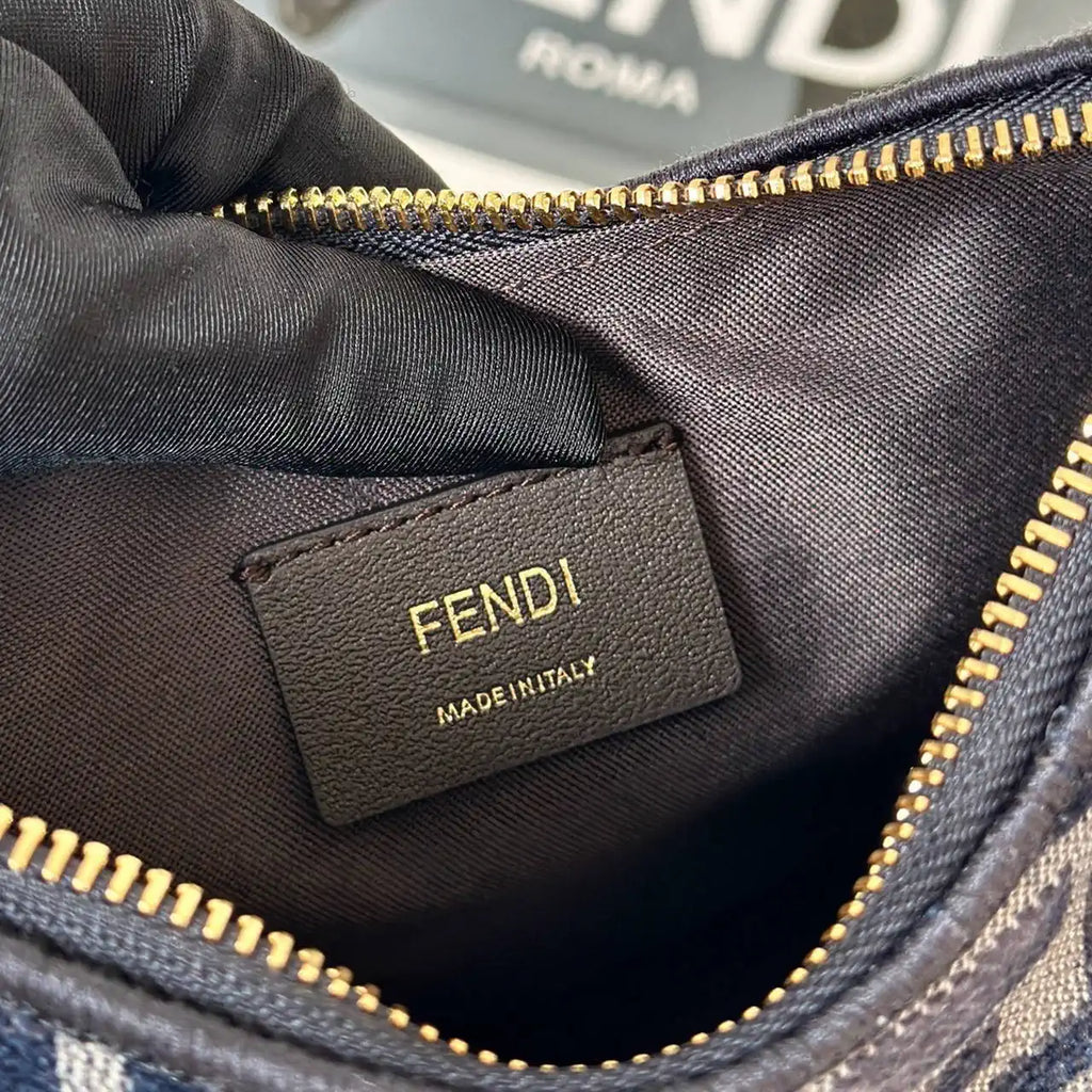 Fendi 7AS089 Nano Fendigraphy Navy Blue leather Charm 80056S