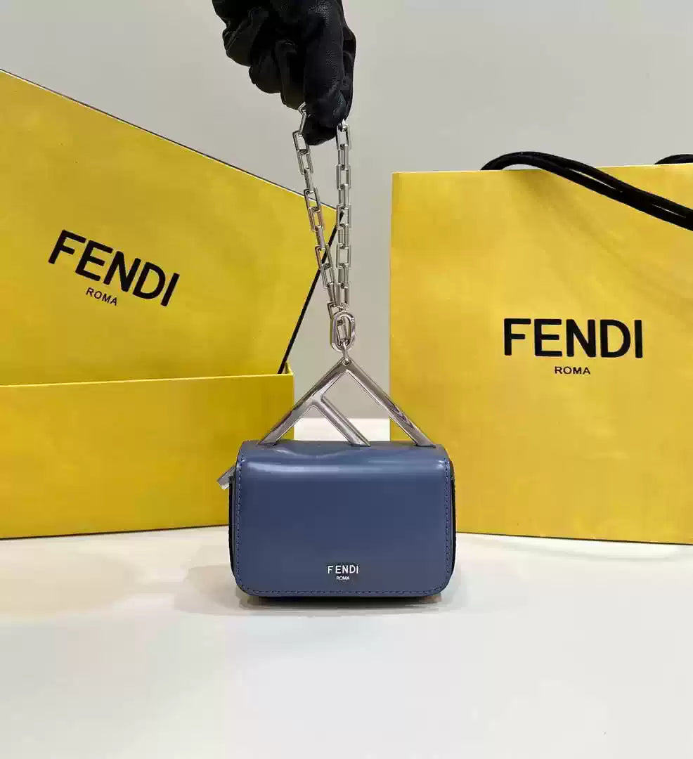 Fendi 7AS173 Fendi First Sight Blue leather Nano bag - Default Title - View 1
