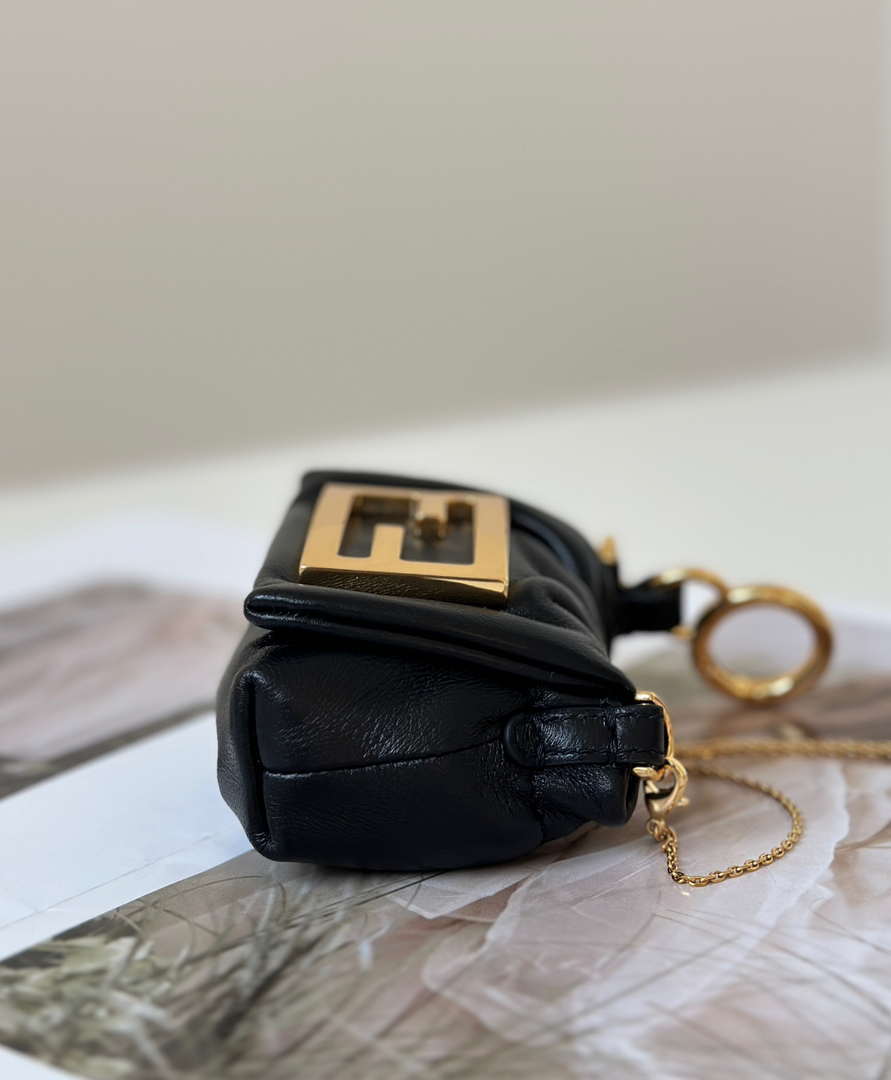 Fendi 7AS368ABVEF0K7E Mamma Baguette Nano Black leather miniature 8677mini