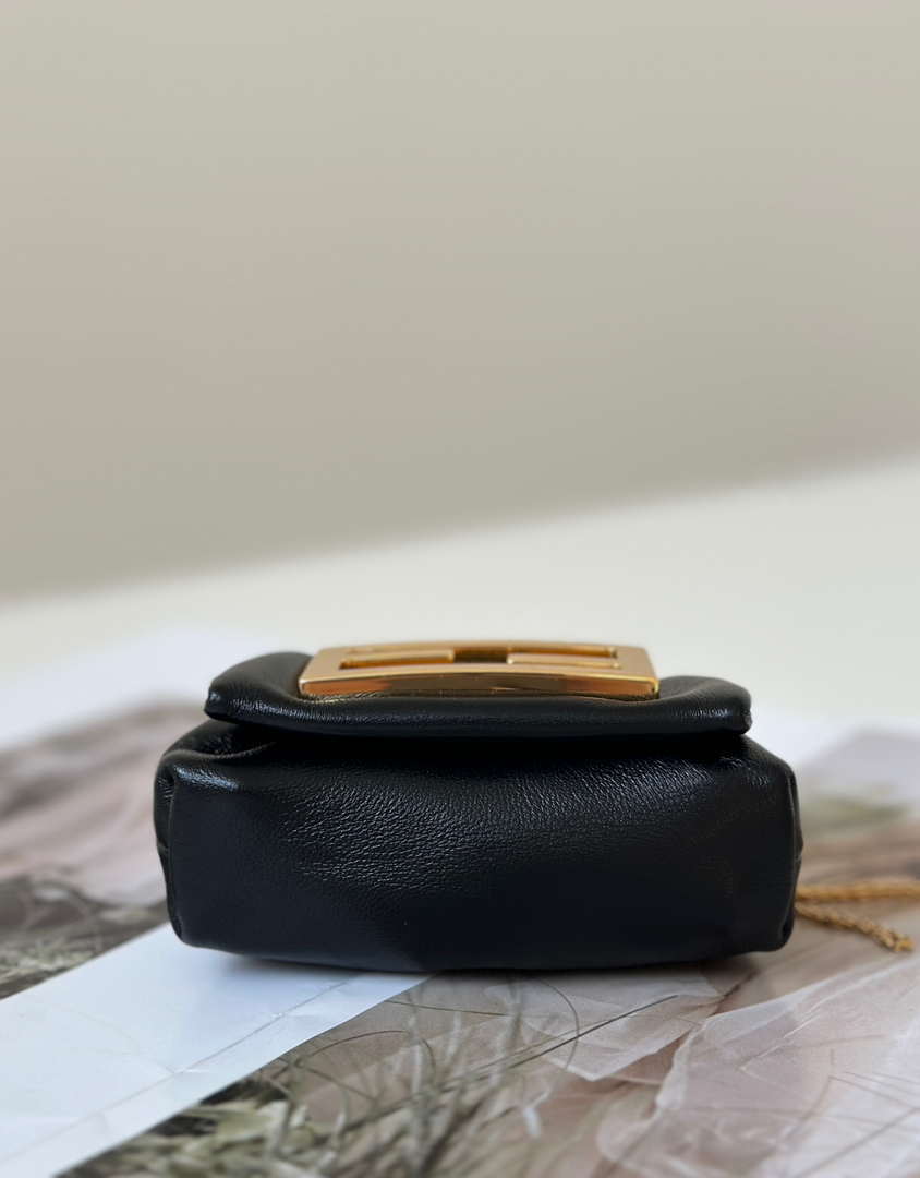 Fendi 7AS368ABVEF0K7E Mamma Baguette Nano Black leather miniature 8677mini