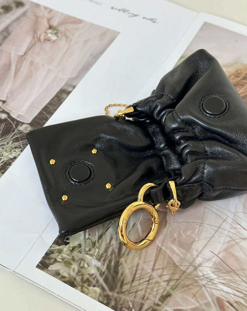 Fendi 7AS368ABVEF0K7E Mamma Baguette Nano Black leather miniature 8677mini