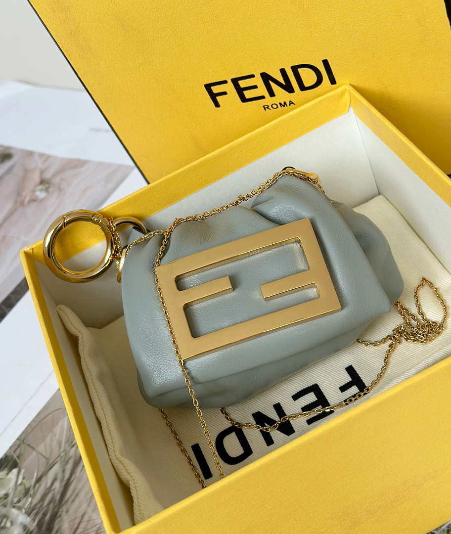 Fendi 7AS368ABVEF0K7E Mamma Baguette Nano Blue leather miniature - Default Title - View 1