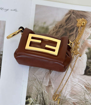 Fendi 7AS368ABVEF0K7E Mamma Baguette Nano Brown leather miniature 8677mini - Default Title - View 2