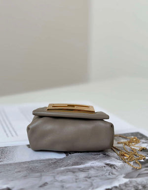 Fendi 7AS368ABVEF0K7E Mamma Baguette Nano Dove Gray leather miniature 8677mini - Default Title - View 2