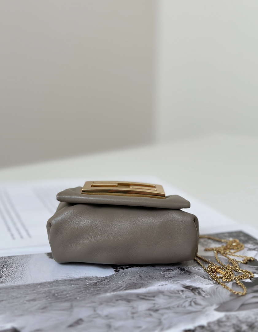 Fendi 7AS368ABVEF0K7E Mamma Baguette Nano Dove Gray leather miniature 8677mini