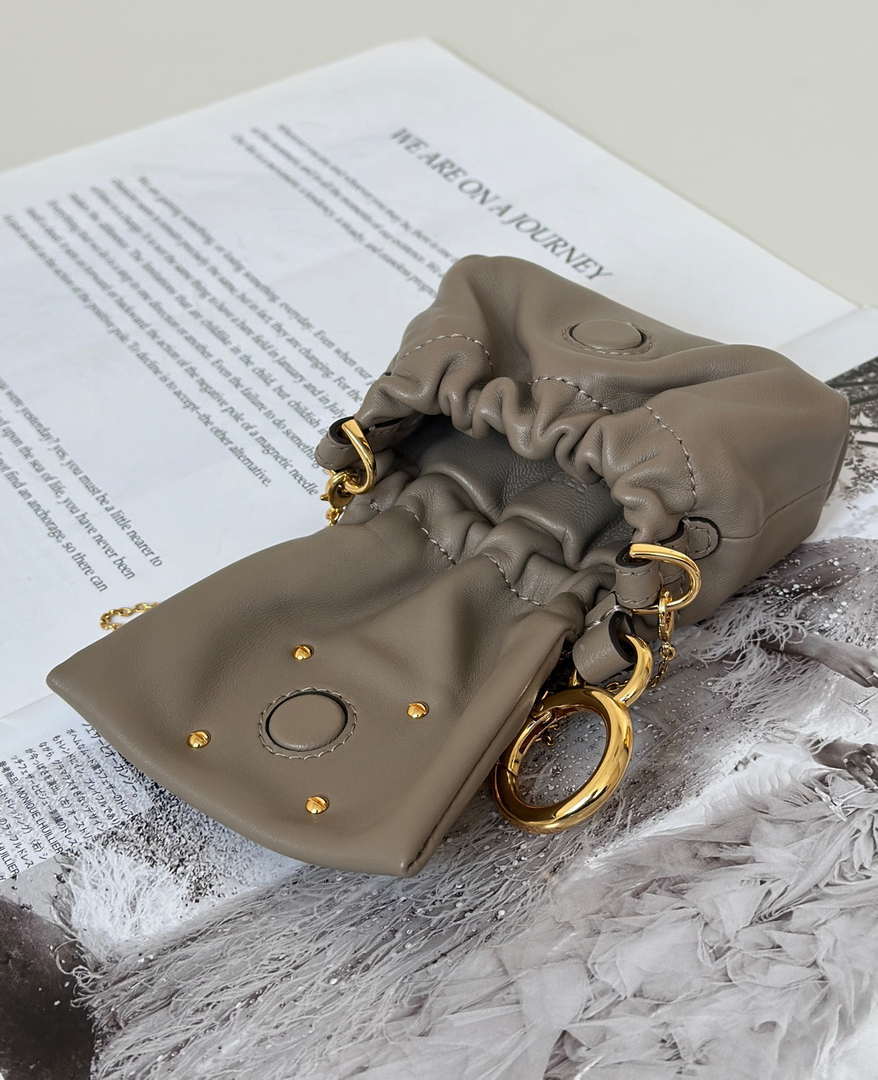 Fendi 7AS368ABVEF0K7E Mamma Baguette Nano Dove Gray leather miniature 8677mini - Default Title - View 4