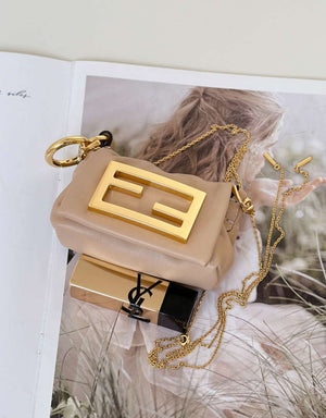 Fendi 7AS368ABVEF0K7E Mamma Baguette Nano Pale Pink leather miniature 8677mini - Default Title - View 1
