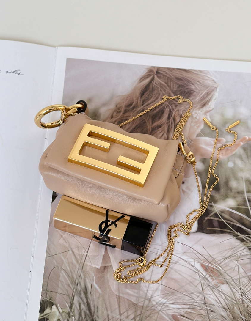 Fendi 7AS368ABVEF0K7E Mamma Baguette Nano Pale Pink leather miniature 8677mini - Default Title - View 1