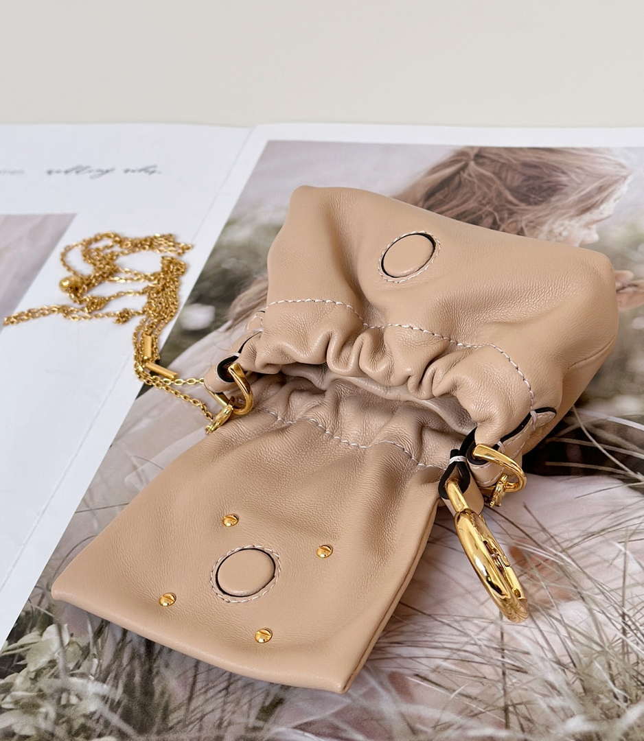 Fendi 7AS368ABVEF0K7E Mamma Baguette Nano Pale Pink leather miniature 8677mini - Default Title - View 5