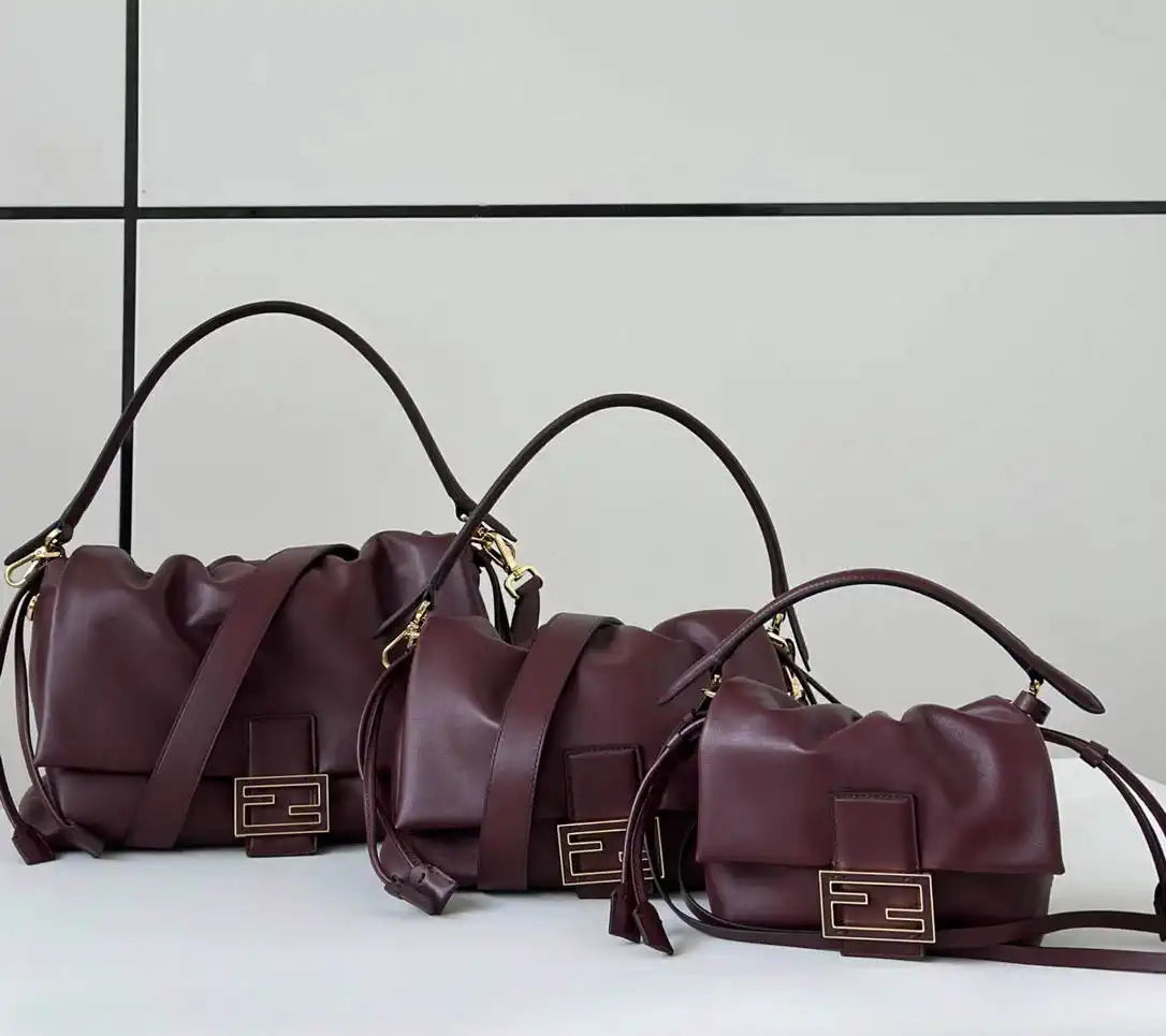Fendi 8BS105AV5WF1SXQ Mamma Baguette Nano Wine Red leather miniature 8677mini