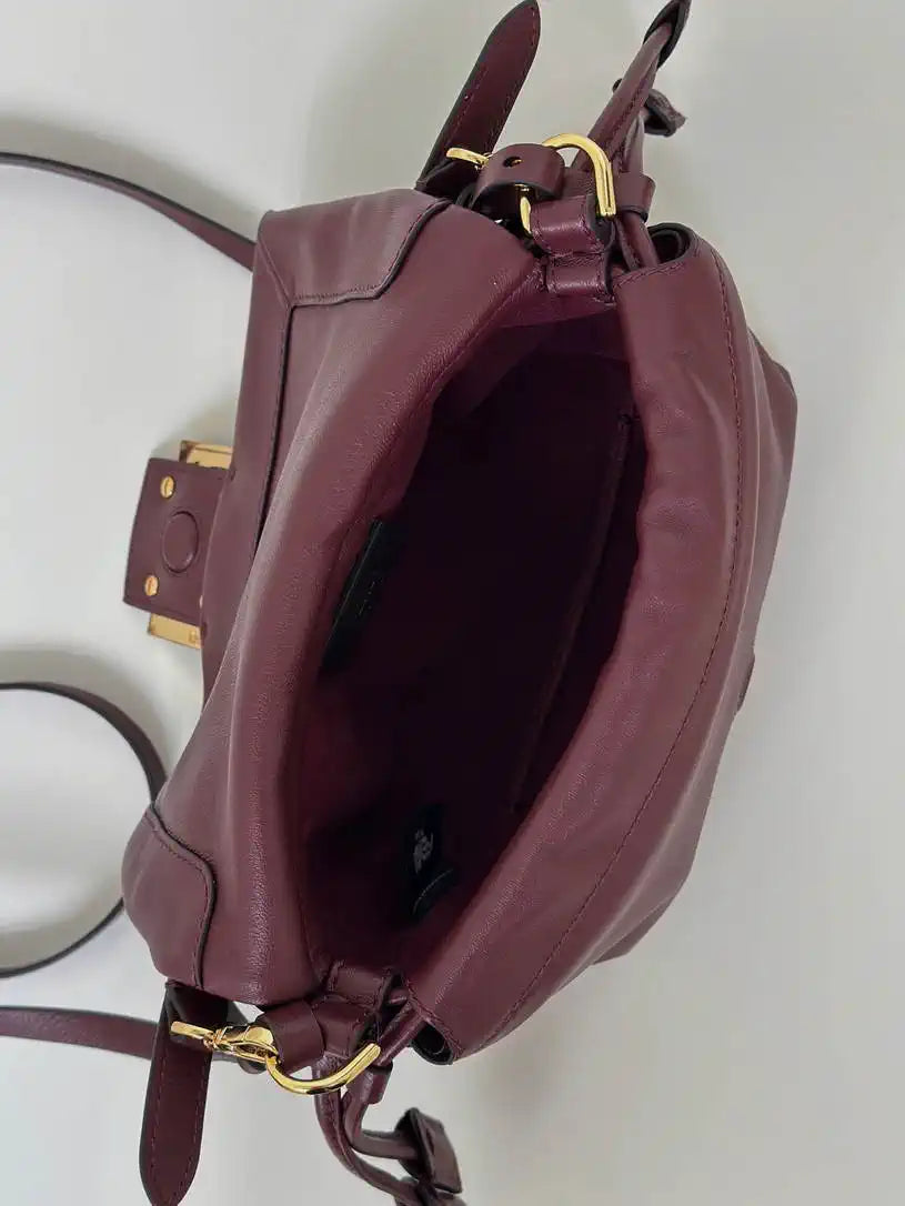 Fendi 8BS105AV5WF1SXQ Mamma Baguette Nano Wine Red leather miniature 8677mini