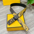 Fendi 7C0424 Belts Designer Calfskin wide 4.0CM F090114 - Gold / 80--(95CM£© - View 1
